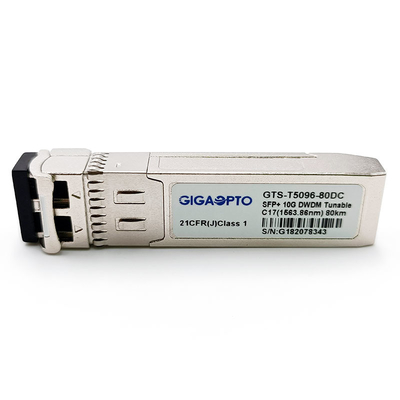Ayarlanabilir 50GHz Adım 10G DWDM C-band SFP+ SMF Alıcı-Verici 80km 1563.86nm-1528.77nm LC DOM